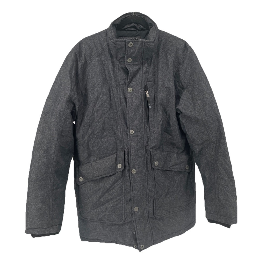 prAna Men's Merced Down Jacket Parka Dark Gray Heavy Duty 75% Down Coat Size L